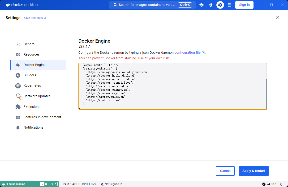 Windows配置镜像加速