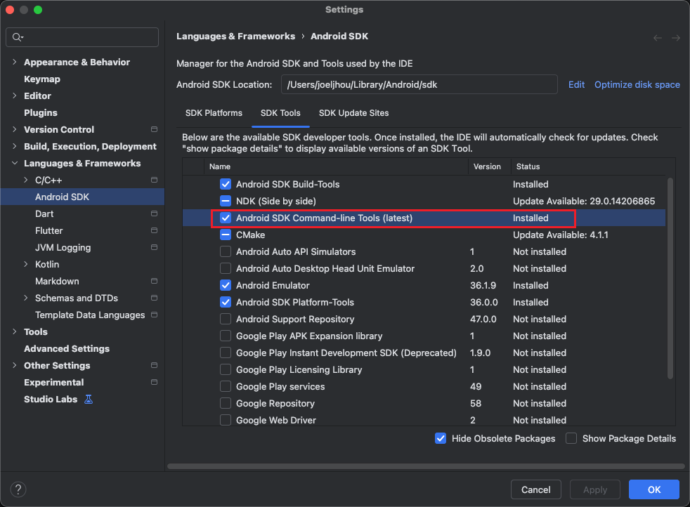 安装 SDK Command-line Tools